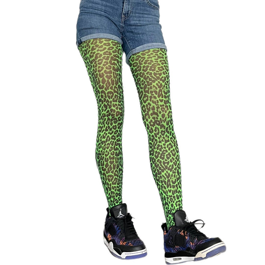 Green Leopard Printed Tights