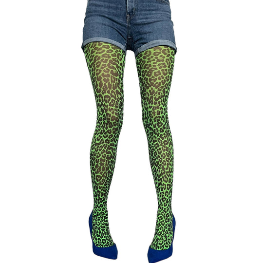 Green Leopard Printed Tights