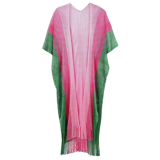 Lurex Pink and Green Stripe Kimono