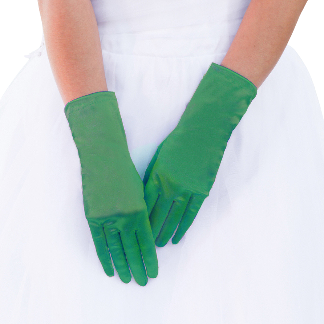Elegante Stretch-Satinhandschuhe – Grün