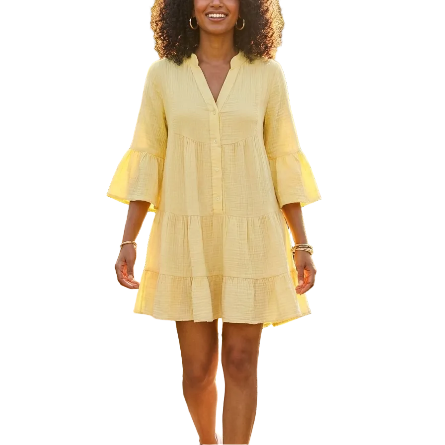 cotton gauze tiered dress Yellow Italian – Lightweight Short Dress – Le' Diva Boutique Store a lightweight yet substantial SIZE:Size 8.5 colour: Navy Dark Elf Dress Set