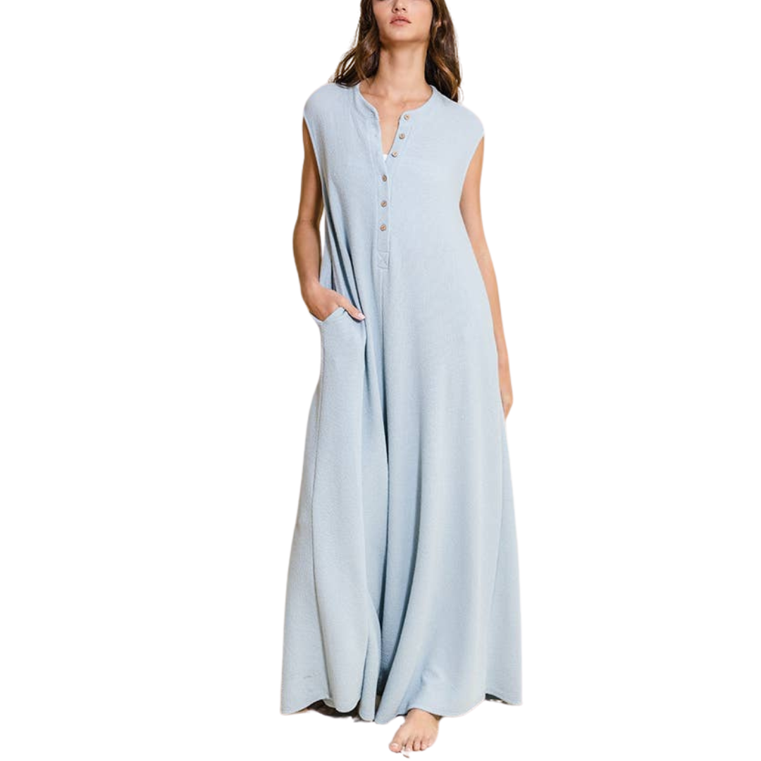 chinese dress ladies Laura Sleeveless Button up Wide Leg Loose Jumpsuit by Threaded Pear – Zulily
