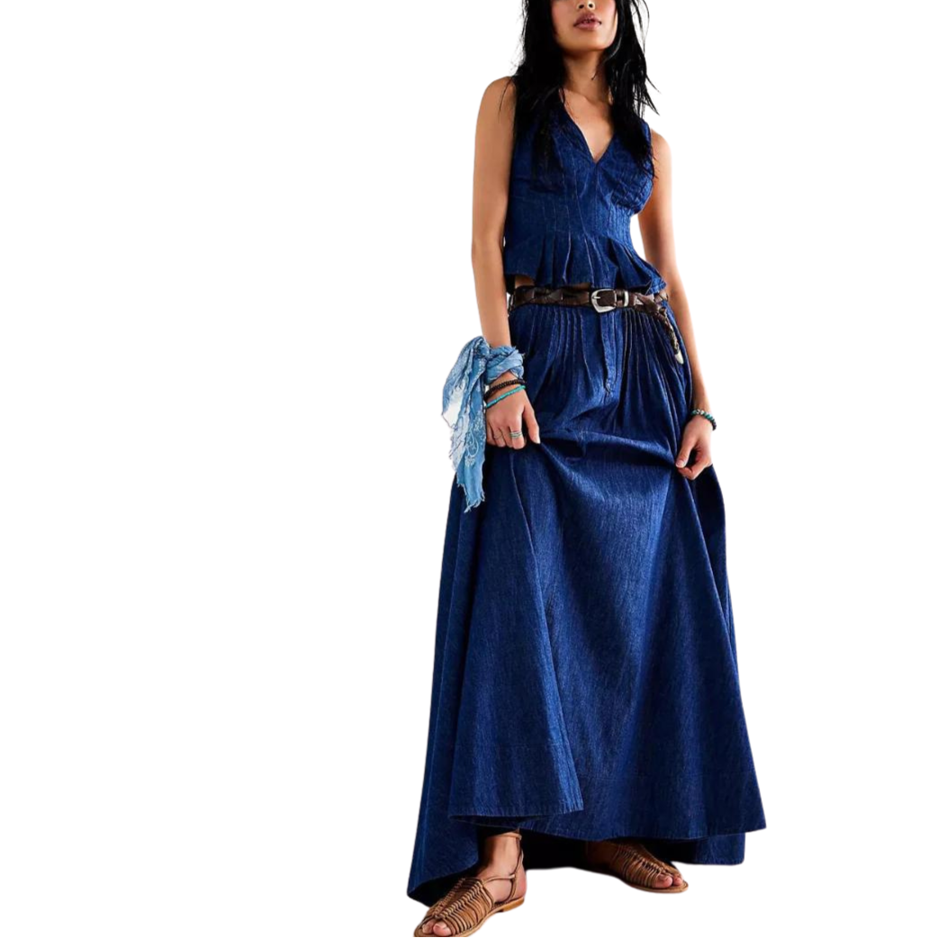 denim maxi dresses and skirts Mylie Denim Maxi Dress
