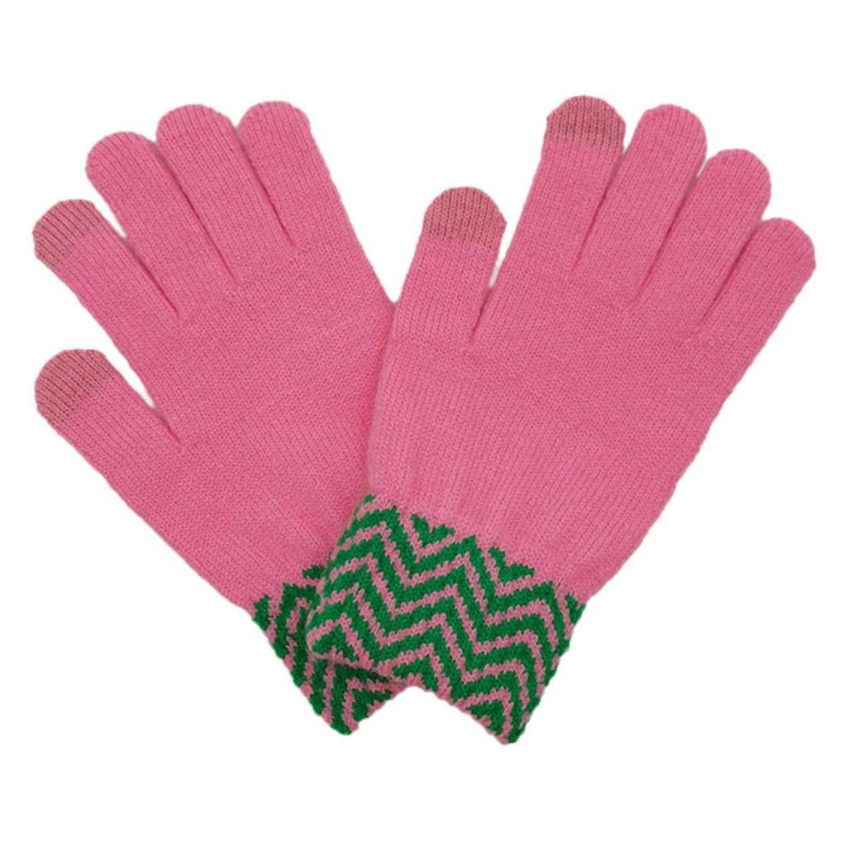 zigzag handschuhe Pink Green Zig-Zag Gloves – Le' Diva Boutique Store