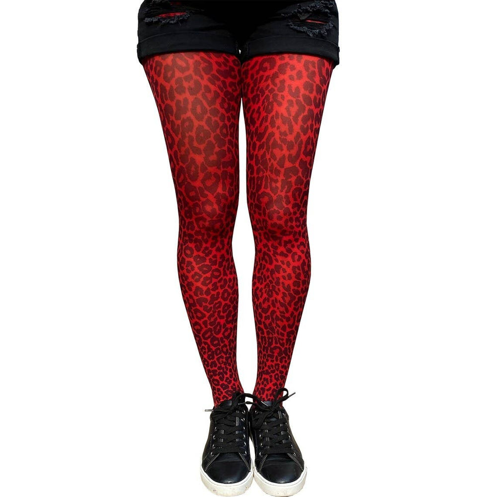 Red Leopard Printed Tights