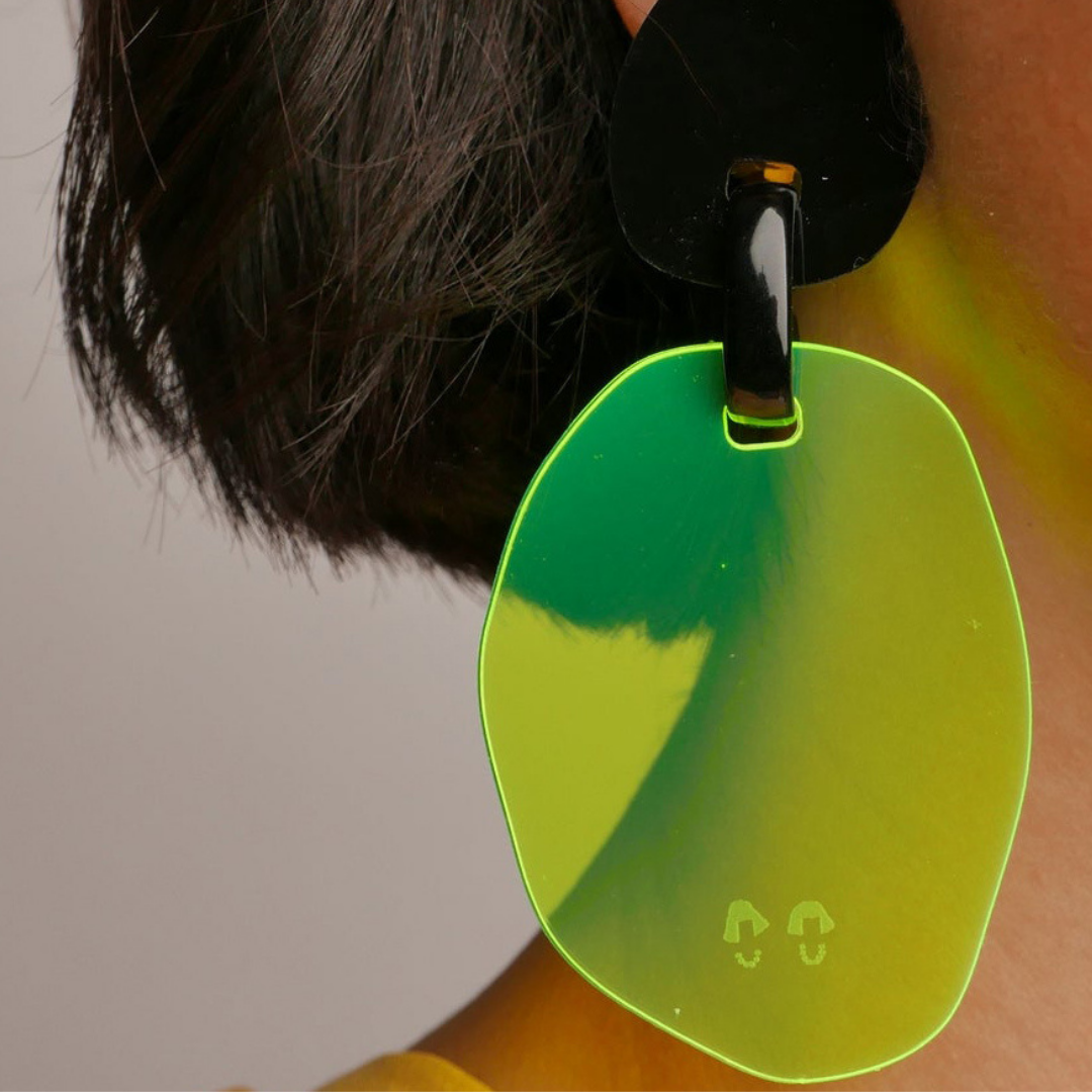 Jane Neon Green Earrings Acrylic Le Diva Boutique Store