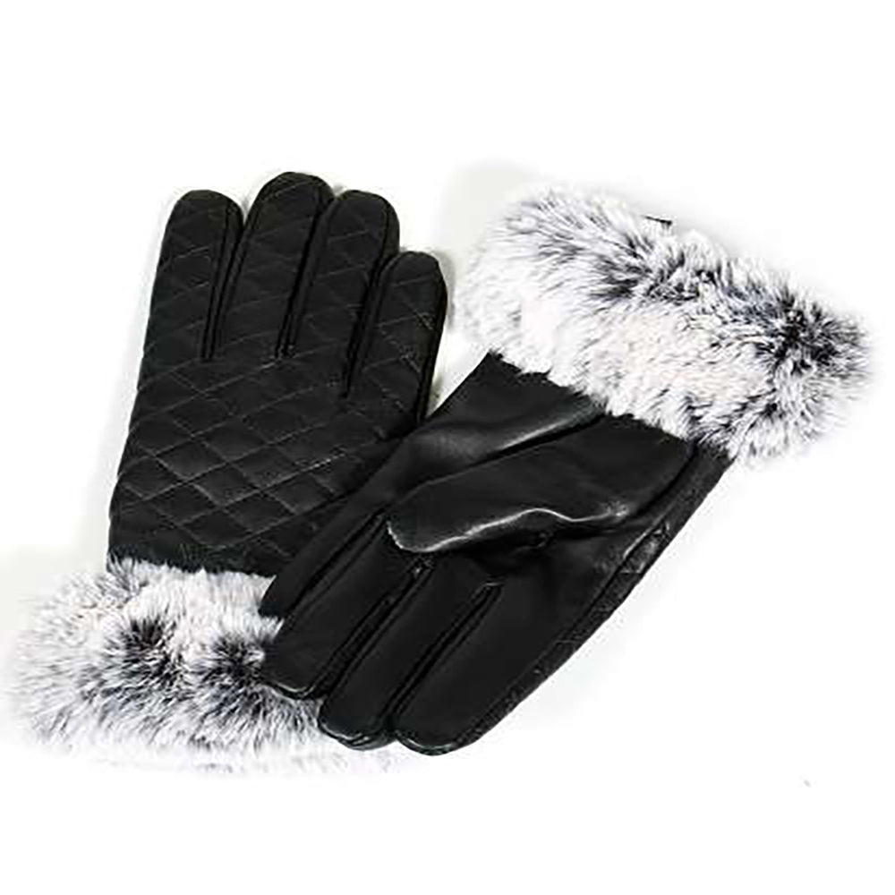 Gesteppte Kunstleder-Touchscreen-Handschuhe