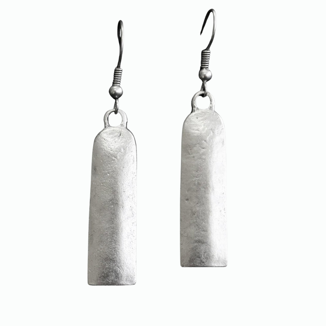 Handmade lightweight pewter earrings plated in antique silver. Hypoallergenic and nickel free.