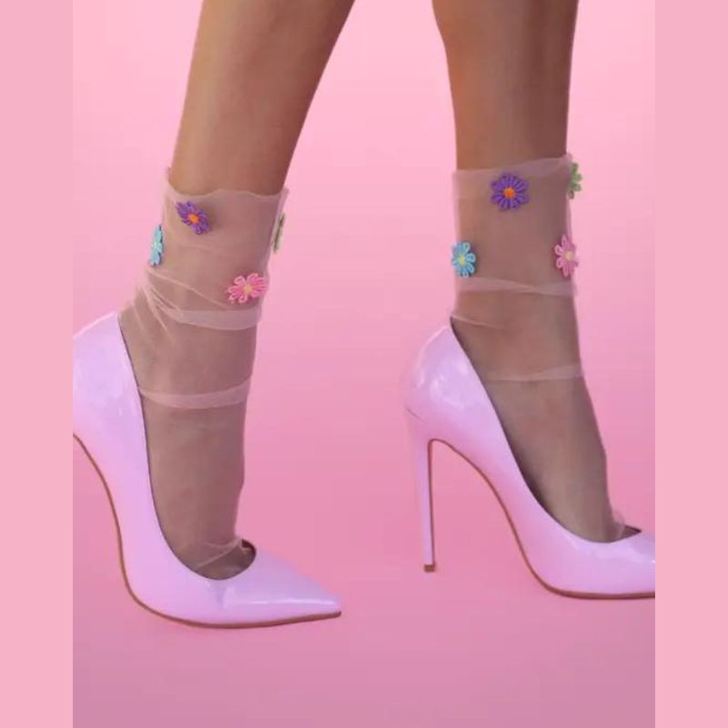 Flower Child Tulle Sock - Pink