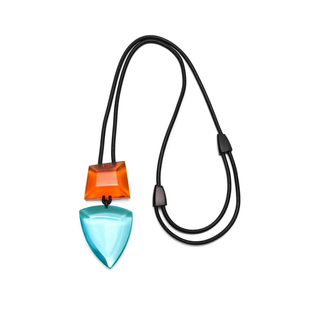 Pero Monies Pendant in Orange Blue
Pero adjustable pendant in polyester, kamagong and leather. FEATURES: Material, Polyester, kamagong Adjustable straps Length 22.8" top to bottom Beautifully matches the Monies Clear Multi Colored Acrylic Earrings & Bracelet:
Pero Monies Pendant in Orange Blue
Pero adjustable pendant in polyester, kamagong and leather. Polyester, kamagong Adjustable strap and beautifully matches the Monies Clear Multi Colored Acrylic Earrings & Bracelet
8158-OB

$295
$295
$295
abstract neck