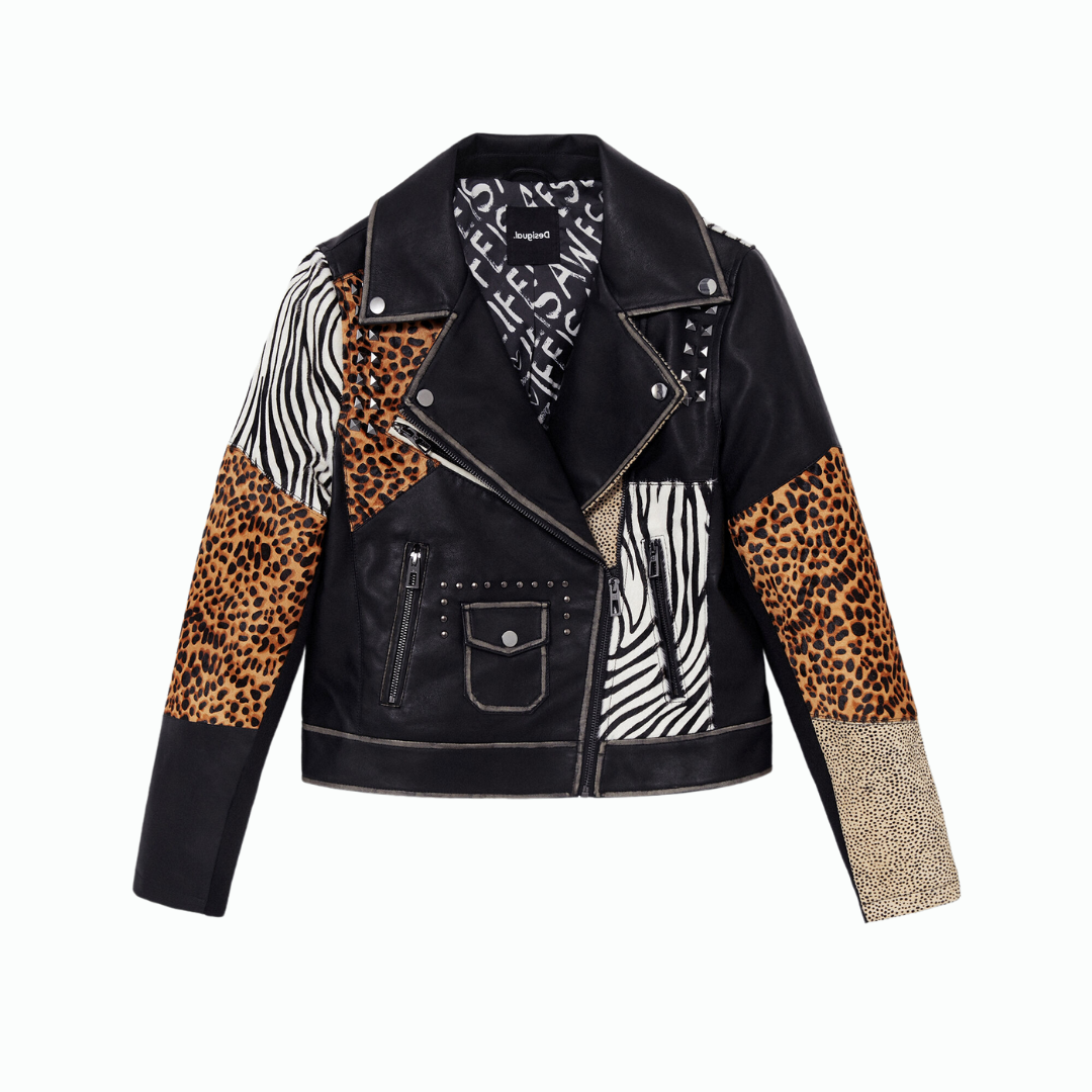 Leather sales jacket print