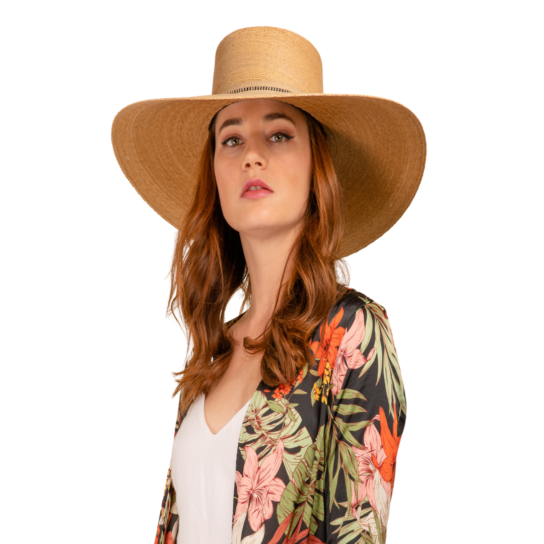 Rosalia Flat Top Palm Leaf Straw Hat Le Diva Boutique Store