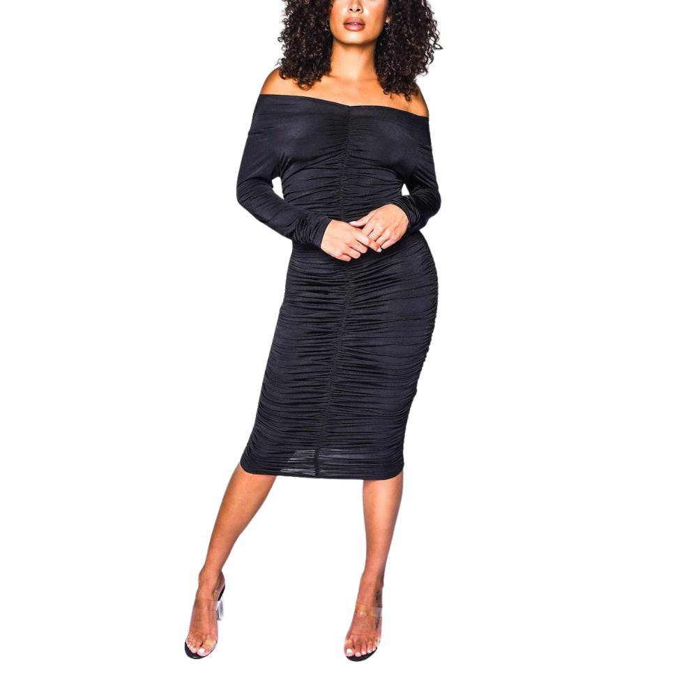 Torin Ruched Jersey Dress - Black XXLarge / Black Torin Ruched Jersey Dress - Black XXLarge / Black