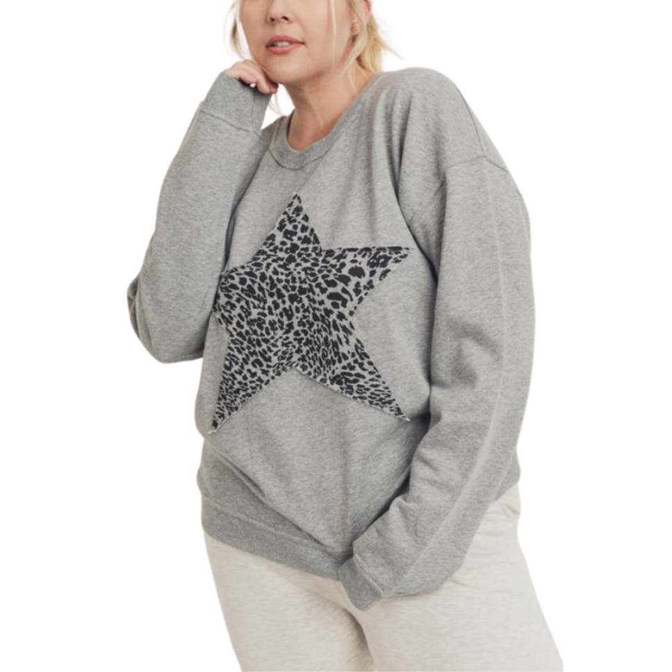 Grey cheetah sweatshirt sale