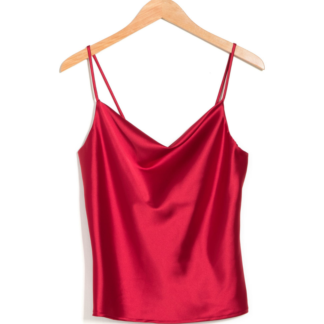 Silky Satin Solid Camisole Red