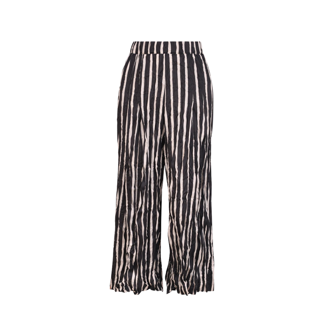Striped Crinkle Crop Pants Black Le Diva Boutique Store