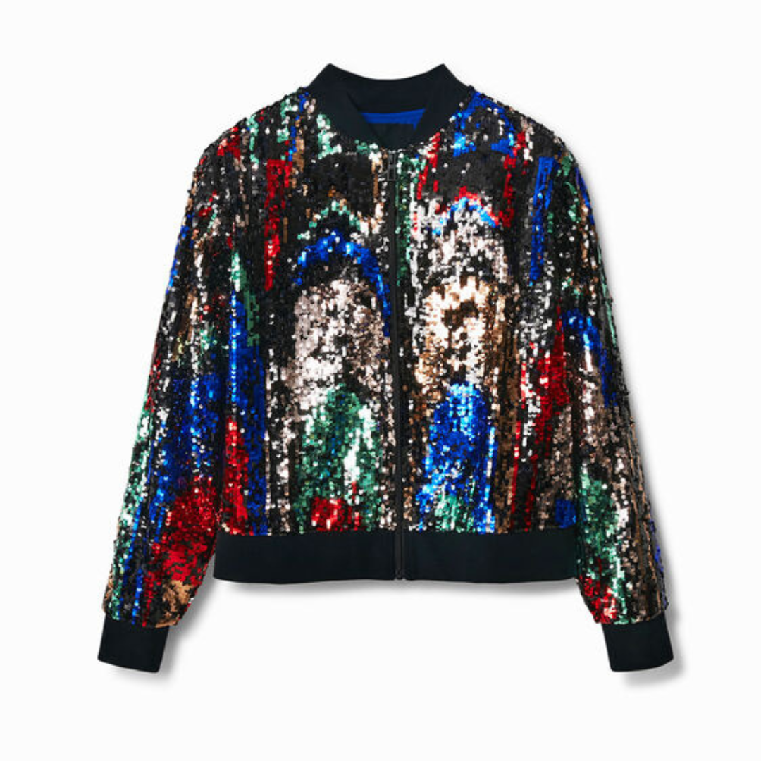 Sequin zip up sales jacket