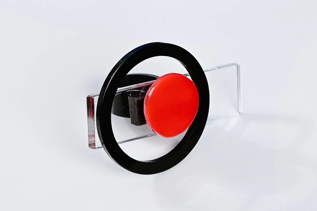 Mars Acrylic Ring
Bold and beautiful, the Michaela Malin red, black & clear Mars inspired ring. Show stopping for sure. Light weight Acrylic About 2.65" length, 1.5" width Handmade in Israel Encapsulating the spirit of innovation, Michaela Malin derives inspiration for her designs and aesthetics from architectural forms and way of thought.
Mars Acrylic Ring
Bold and beautiful, the Michaela Malin Totem Earrings are whimsical and striking. Perfect for any occasion. Material: Acrylic
mars

$140
$140
$140
abstr