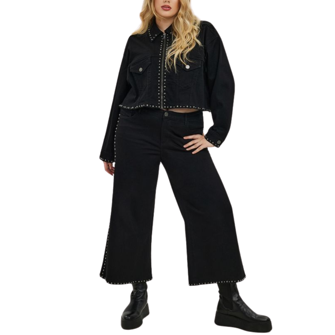 Fall 2024 Must-Have: The Plus Size Black Denim Jacket & Pant Suit