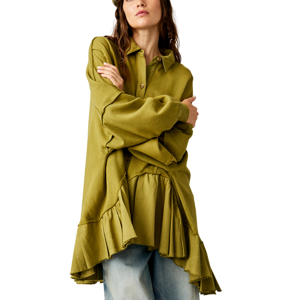 Buttondown Ruffled Sweatshirt – Le' Diva Boutique Store