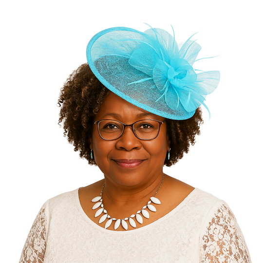 Elegant Pleated Crinoline Sinamay Fascinator – Wide Round Design with Headband