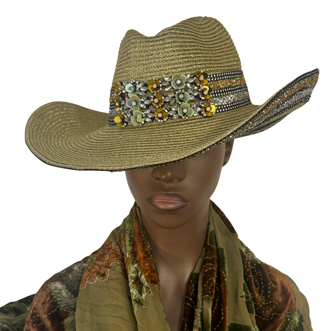 Acapulco Jeweled Cowboy Hat - Gold