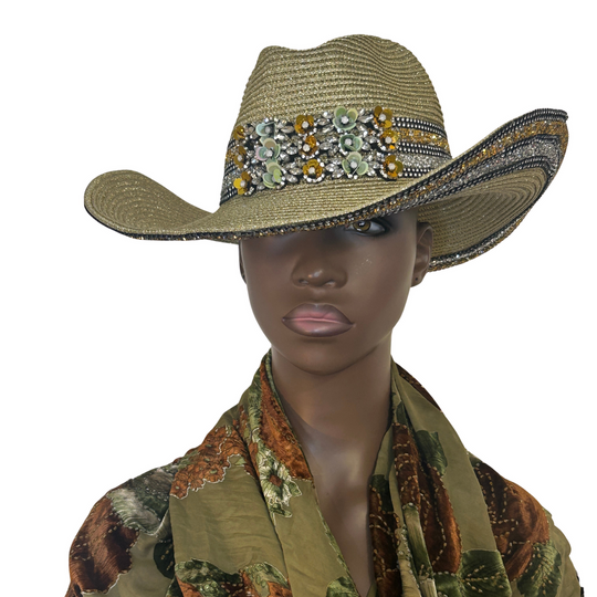 Acapulco Jeweled Cowboy Hat - Gold