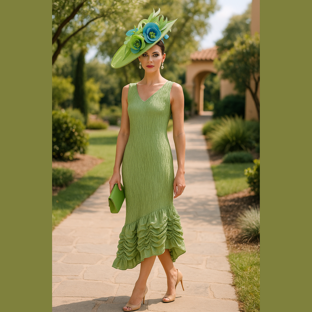 Lime / Teal Large Sinamay Saucer With Two Tone Large Flower Fascinator Headband Lime / Teal Large Sinamay Saucer With Two Tone Large Flower Fascinator Headband