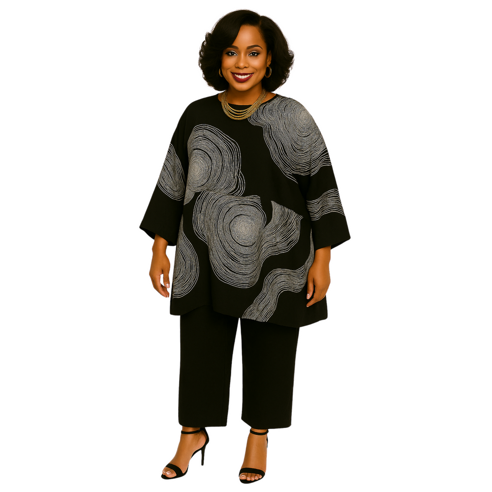 Blossom Oversized Tunic - Black