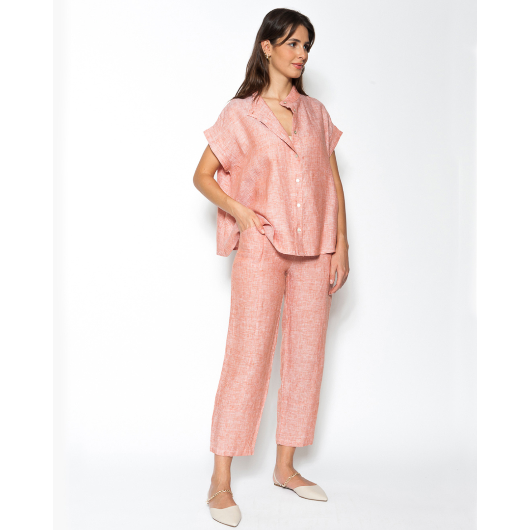 Leinen-Zweiteiler mit Hose - M - L (40