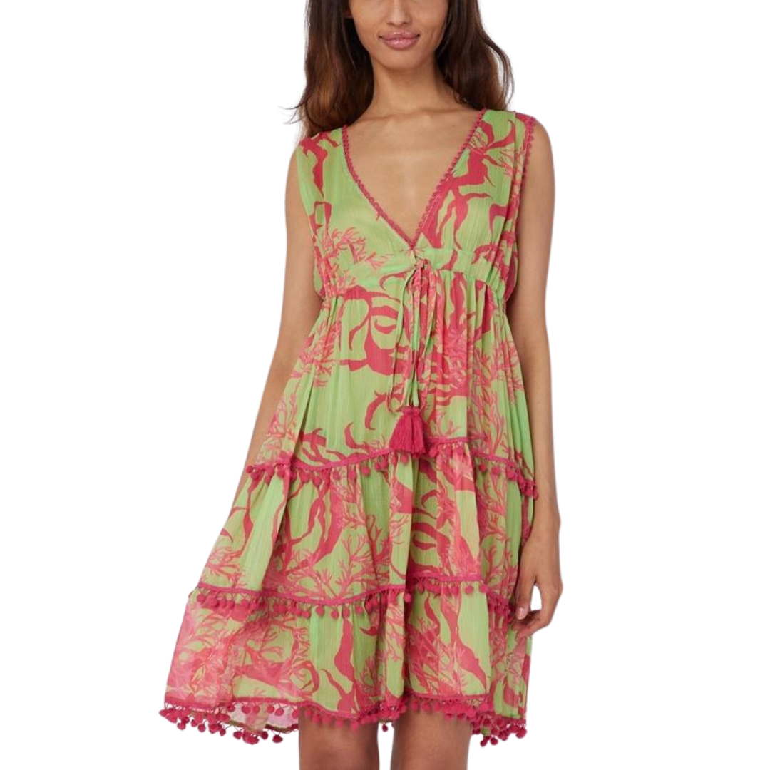 Paula Cover Up Dress - Pink Green Spring: O/S