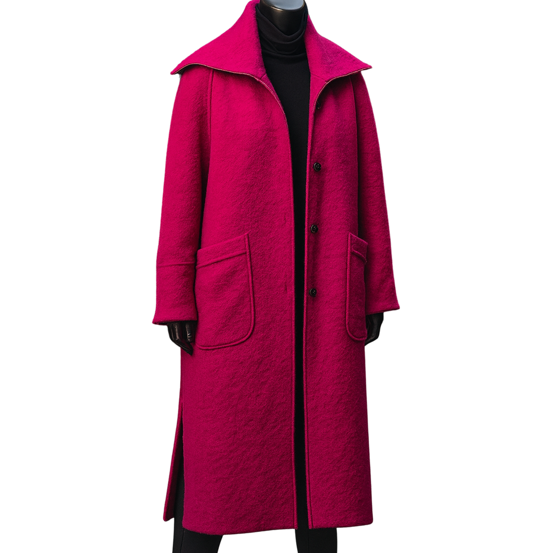 Pink Raw Seam Patch Pocket Coat