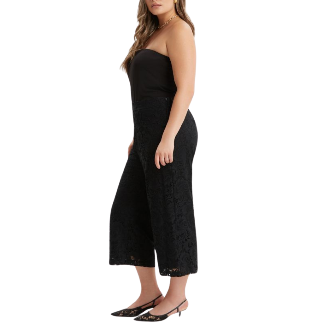 Cropped Lace Trousers - Plus Size