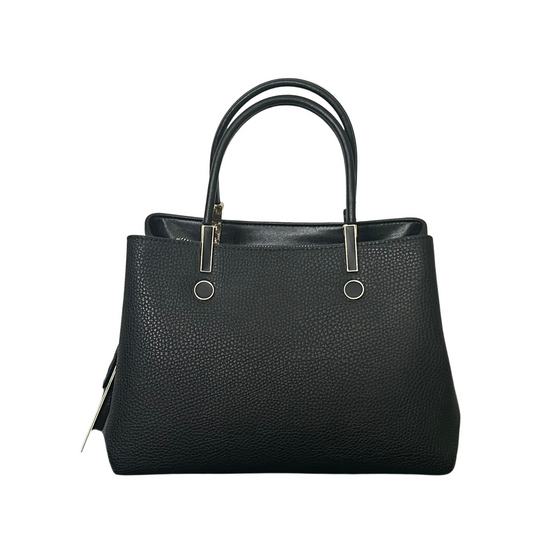 Leather Tote Bag with Black/Gold Detail