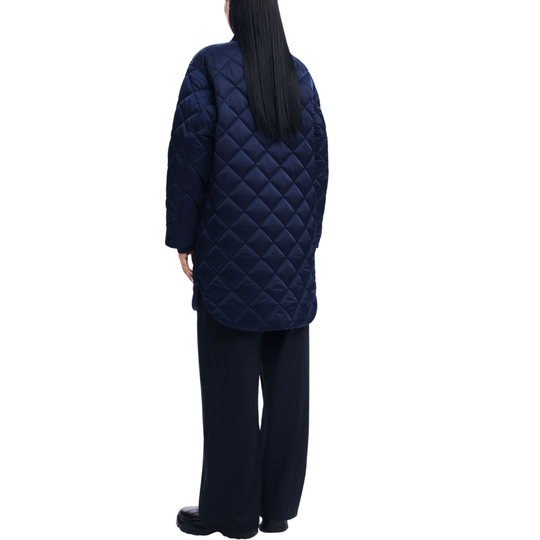 Navy Blue Quilted Padded Coat