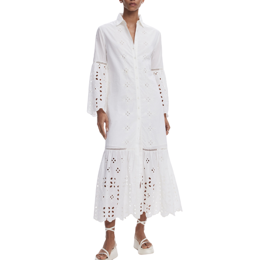 Desigual, Cut-out maxi dress, Cotton, White, L