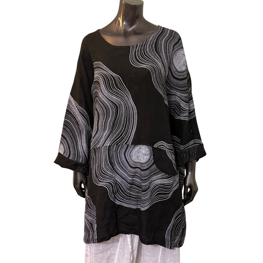 Túnica extragrande Blossom - Negra