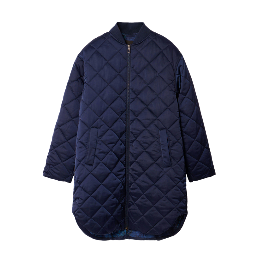 Navy Blue Quilted Padded Coat