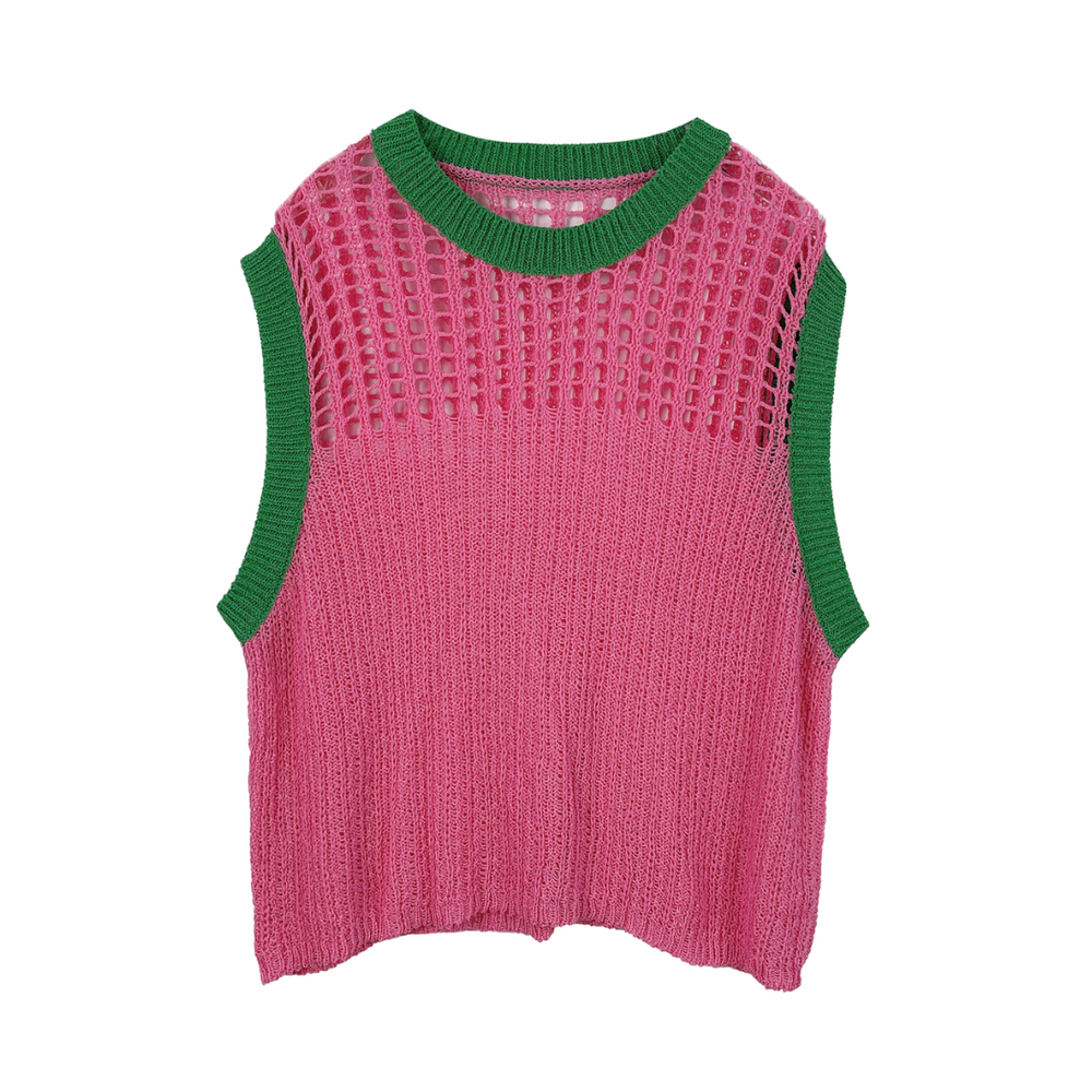 Crochet Pink and Green Ruana Top