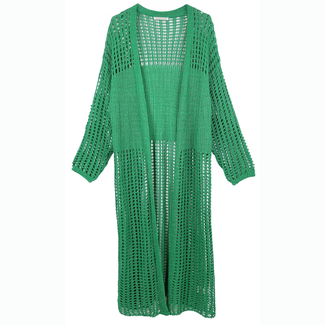 Open Front Crochet Cardigan - Green Open Front Crochet Cardigan - Green