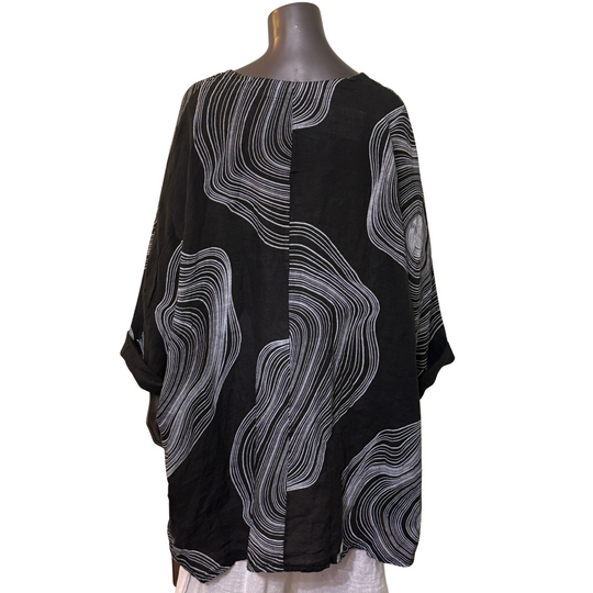 Túnica extragrande Blossom - Negra