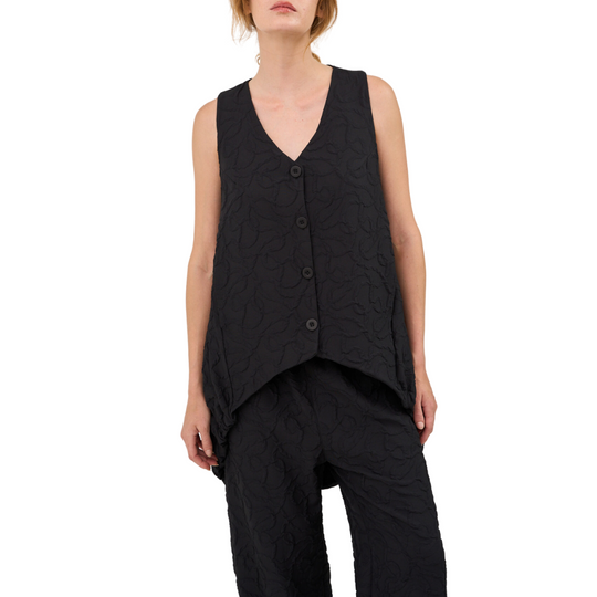 Gershon Bram two-piece set with sleeveless tunic vest and full-length gathered skirt in viscose blend