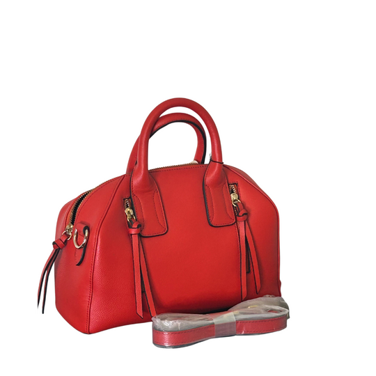 Small Side Zippered Tote Bag - Red