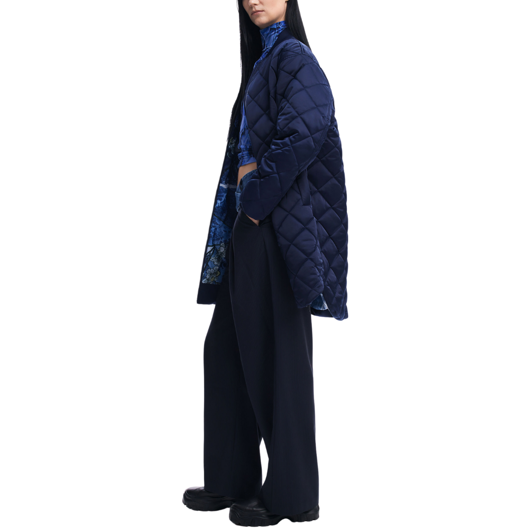 Navy Blue Quilted Padded Coat