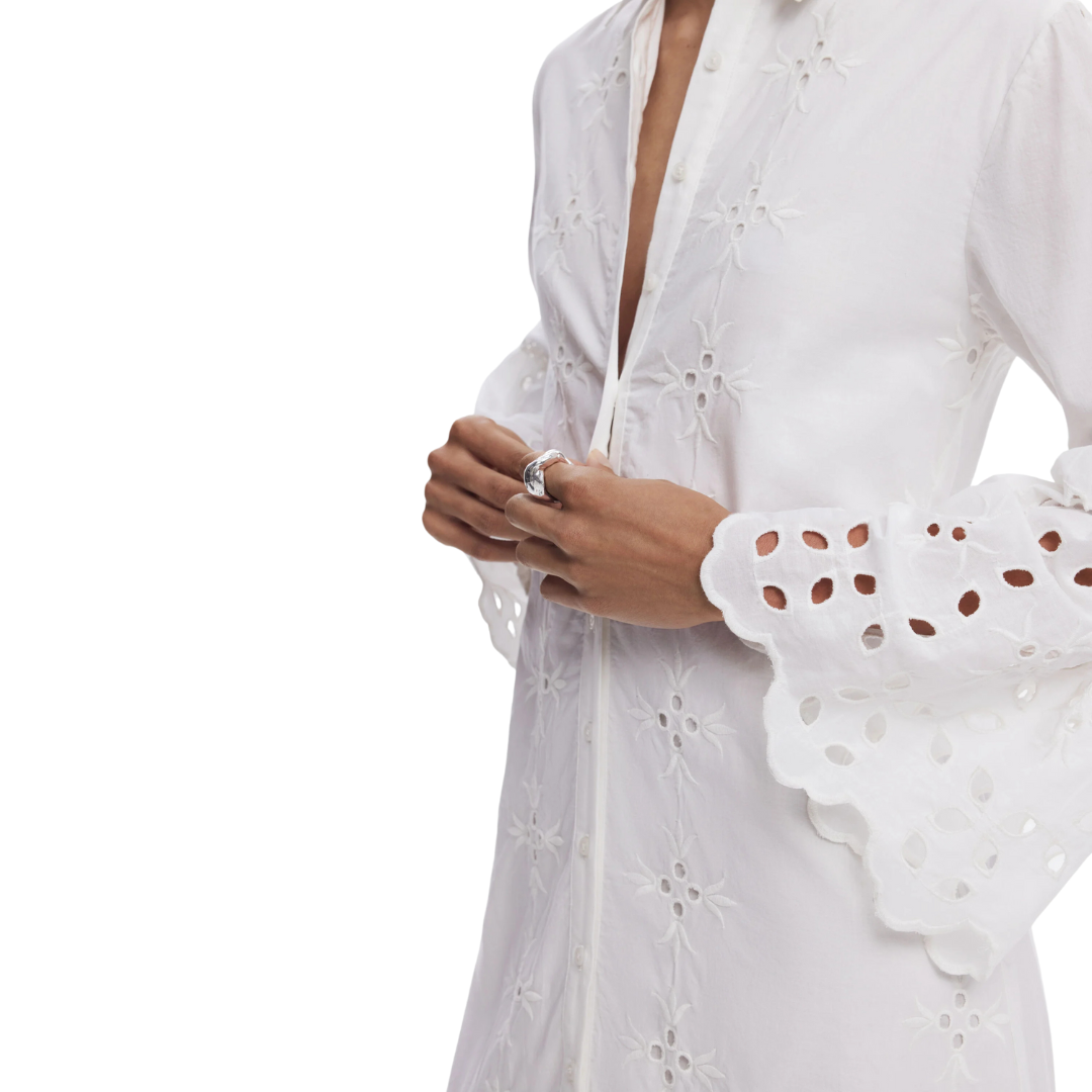 long cotton shirt dress Cotton Linen Shirt Dress for Womens Pleated Button Long Dress Long Sleeve  A-line Loose Swing Dress with Pockets White XXXL