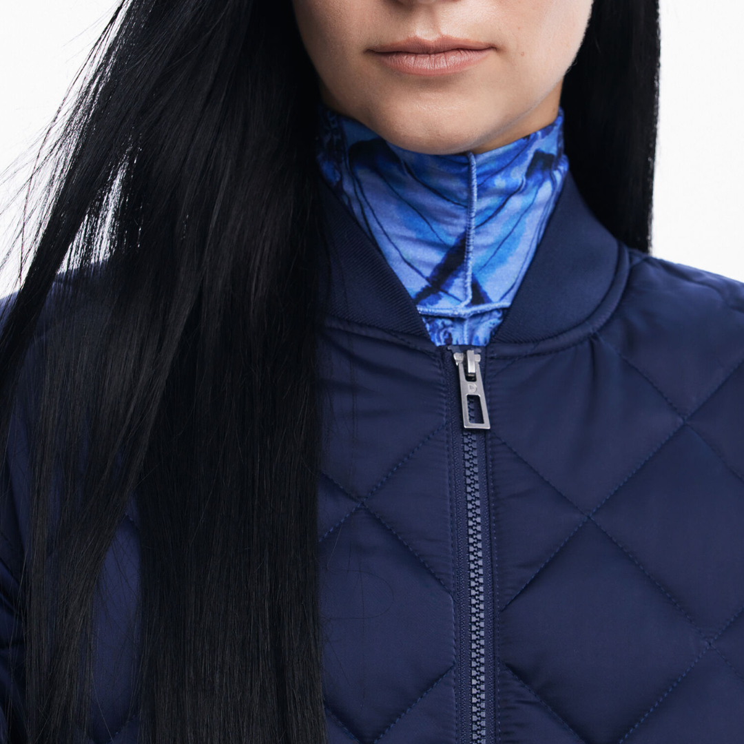 Navy Blue Quilted Padded Coat