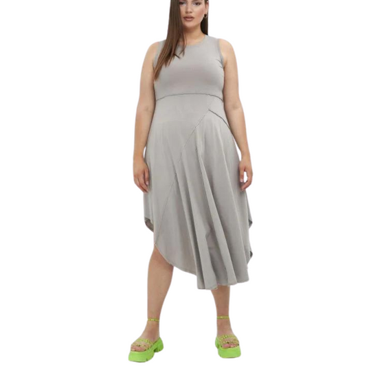 Plus Size - Asymmetrical Hem Pullover Dress L (14 - 16) / Grey Plus Size - Asymmetrical Hem Pullover Dress L (14 - 16) / Grey
