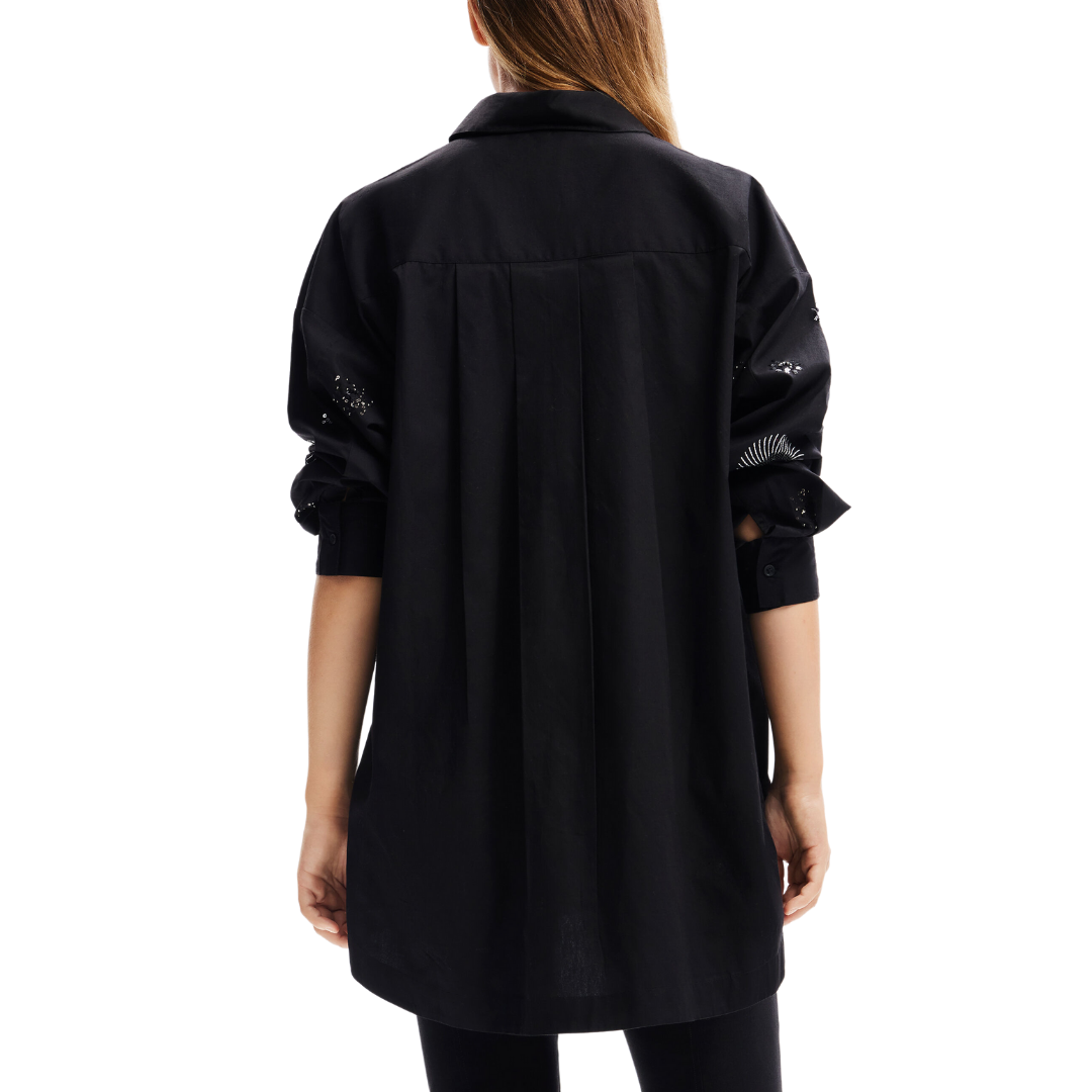 Cotton Oversized Embroidered Shirt