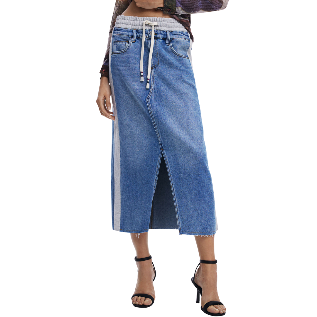 Denim Hybrid Midi Skirt