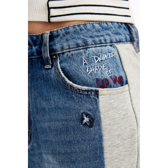 Embroidered Side Panel Jeans